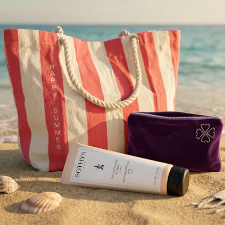 Image du cadeau : SAC DE PLAGE + TROUSSE DE MAQUILLAGE + LAIT APRES-SOLEIL
